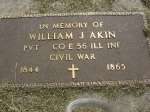 William J. Akin Civil War Veteran Died March 31, 1865