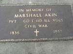 Picture 1 of 2 Marshall Akin Civil War Veteran CO F 110 REG Illinios VOL INF Born 1834 Died September 26, 1863 (buried in Nashville, Tennesee)